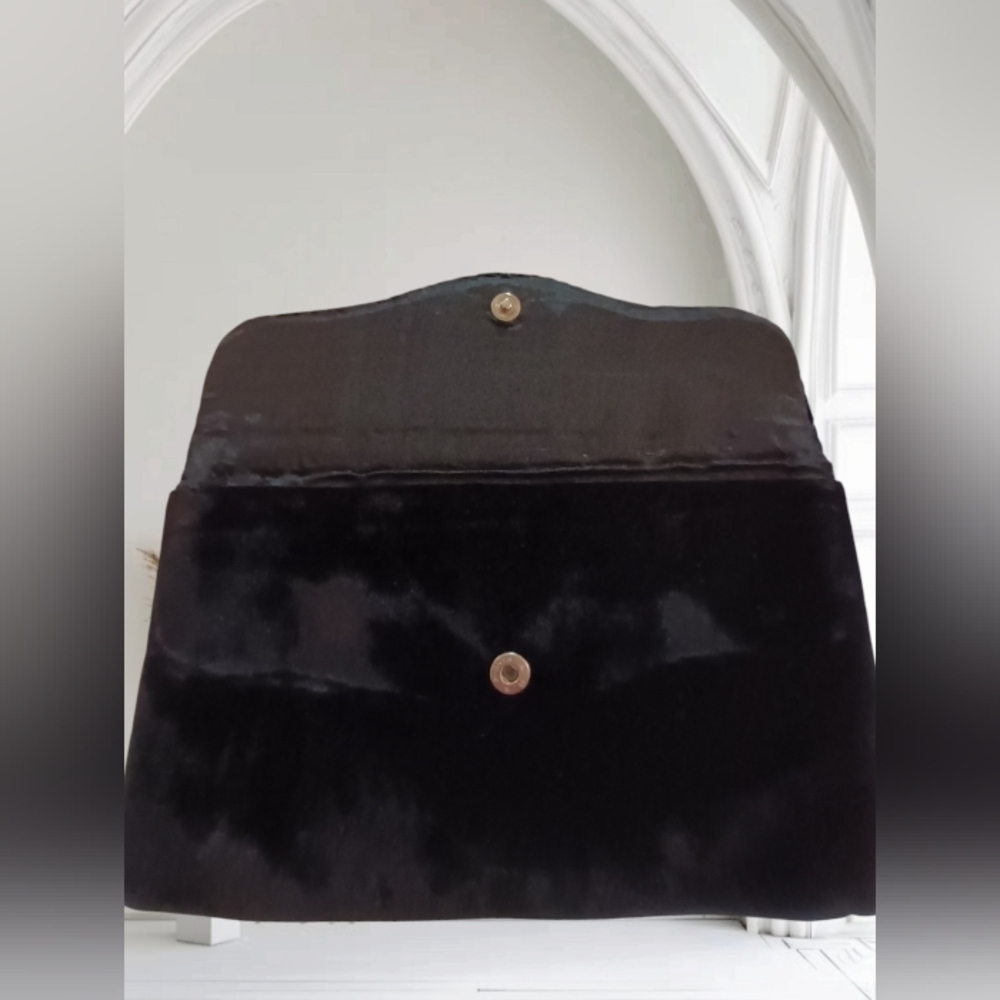 Kane-m Black Velour Evening Clutch Bag Embroidery - Picture 8 of 16